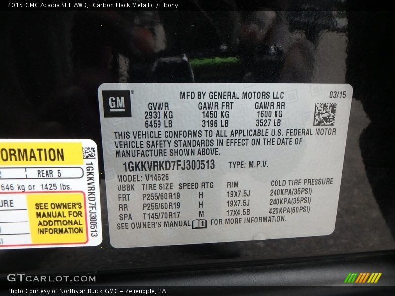 Carbon Black Metallic / Ebony 2015 GMC Acadia SLT AWD