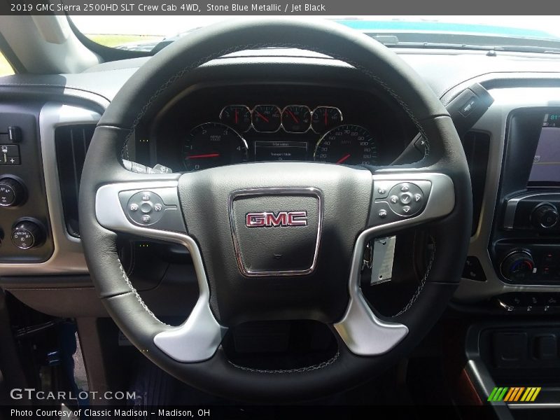 Stone Blue Metallic / Jet Black 2019 GMC Sierra 2500HD SLT Crew Cab 4WD