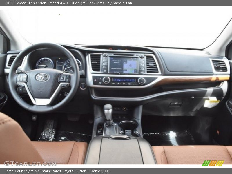 Midnight Black Metallic / Saddle Tan 2018 Toyota Highlander Limited AWD