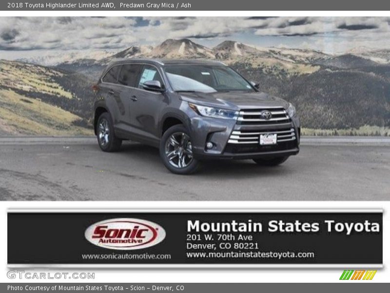 Predawn Gray Mica / Ash 2018 Toyota Highlander Limited AWD