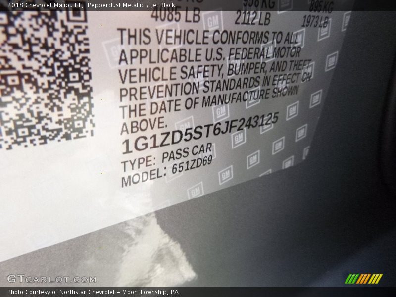 Pepperdust Metallic / Jet Black 2018 Chevrolet Malibu LT