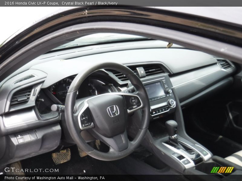 Crystal Black Pearl / Black/Ivory 2016 Honda Civic LX-P Coupe