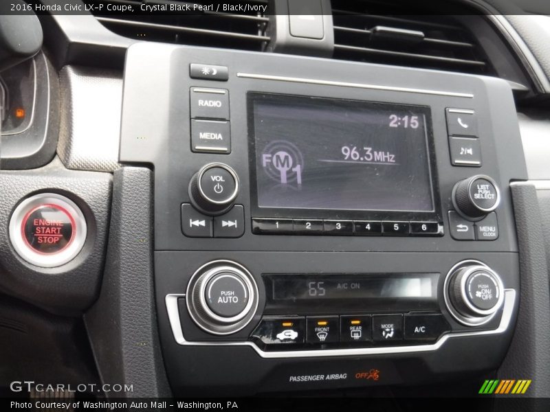 Crystal Black Pearl / Black/Ivory 2016 Honda Civic LX-P Coupe