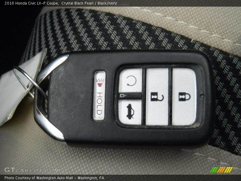 Crystal Black Pearl / Black/Ivory 2016 Honda Civic LX-P Coupe