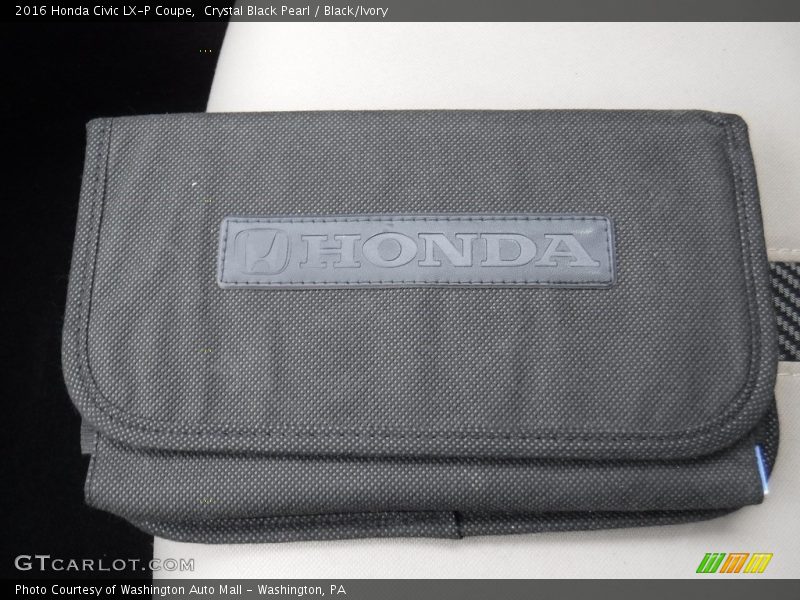 Crystal Black Pearl / Black/Ivory 2016 Honda Civic LX-P Coupe