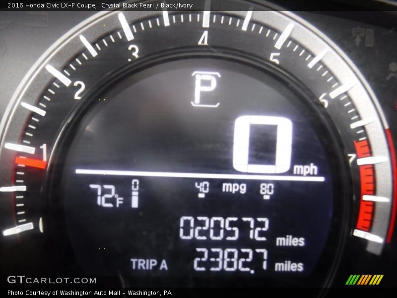 Crystal Black Pearl / Black/Ivory 2016 Honda Civic LX-P Coupe