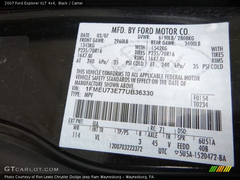 Black / Camel 2007 Ford Explorer XLT 4x4