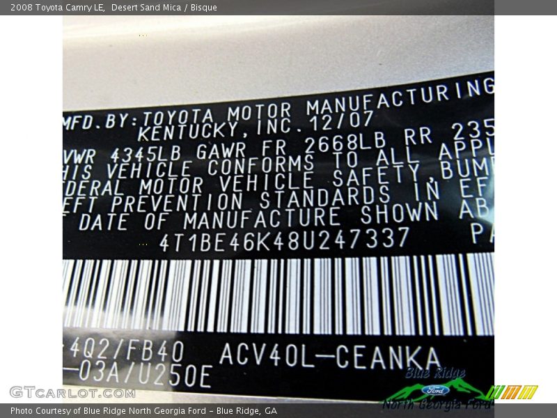 Desert Sand Mica / Bisque 2008 Toyota Camry LE