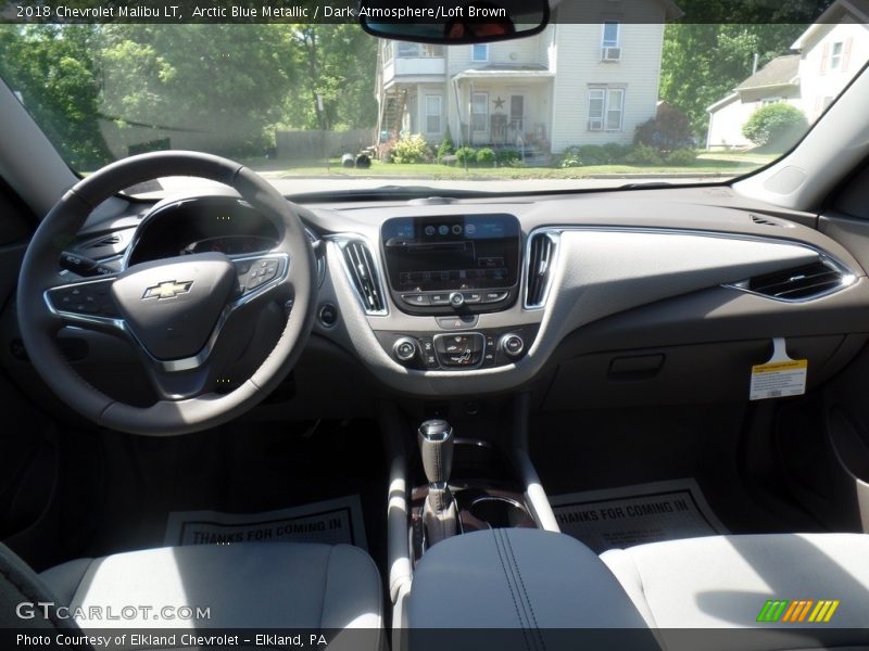 Arctic Blue Metallic / Dark Atmosphere/Loft Brown 2018 Chevrolet Malibu LT