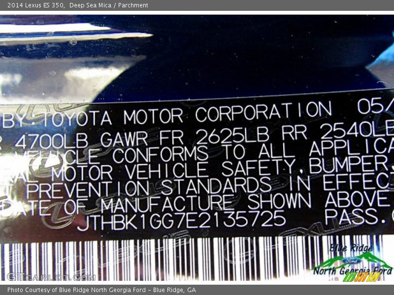 Deep Sea Mica / Parchment 2014 Lexus ES 350