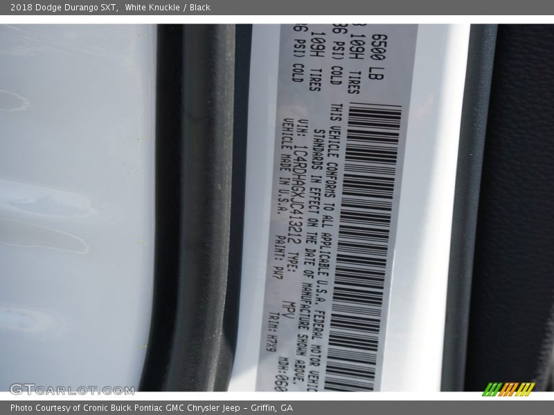 White Knuckle / Black 2018 Dodge Durango SXT