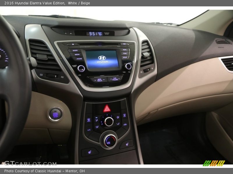 White / Beige 2016 Hyundai Elantra Value Edition