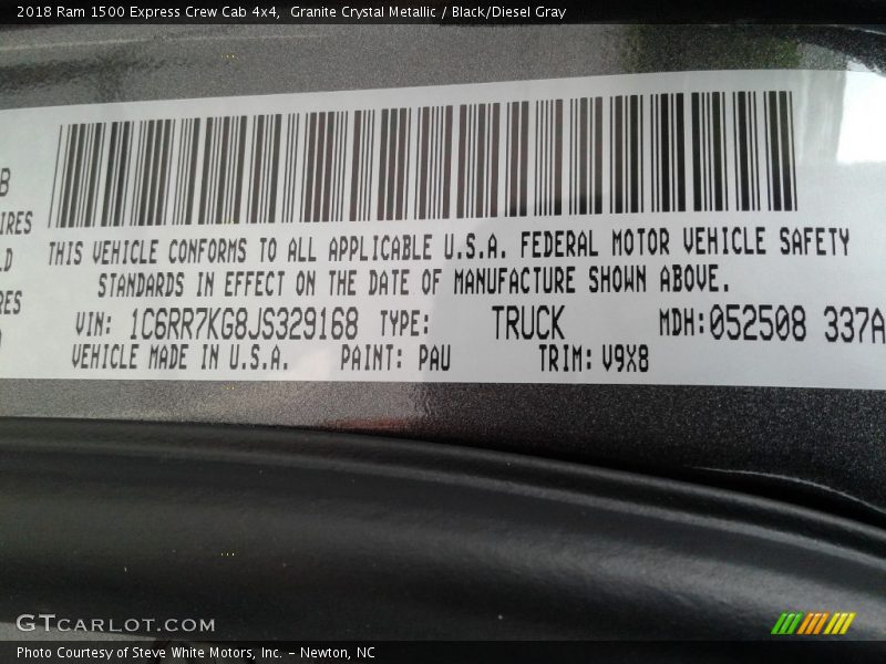 Granite Crystal Metallic / Black/Diesel Gray 2018 Ram 1500 Express Crew Cab 4x4