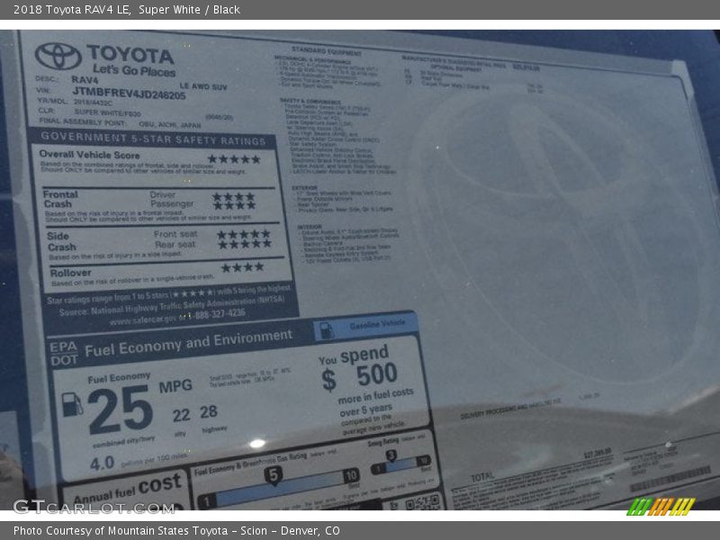 Super White / Black 2018 Toyota RAV4 LE