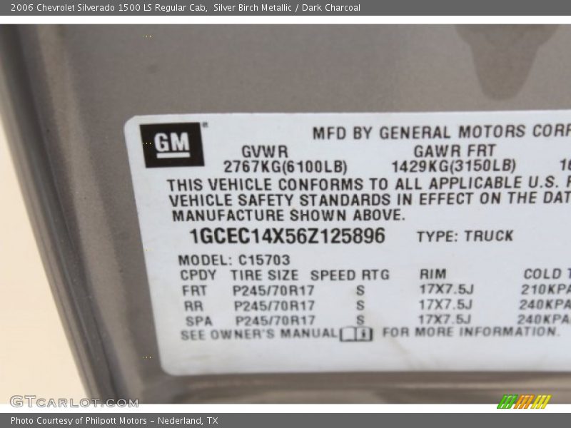 Silver Birch Metallic / Dark Charcoal 2006 Chevrolet Silverado 1500 LS Regular Cab