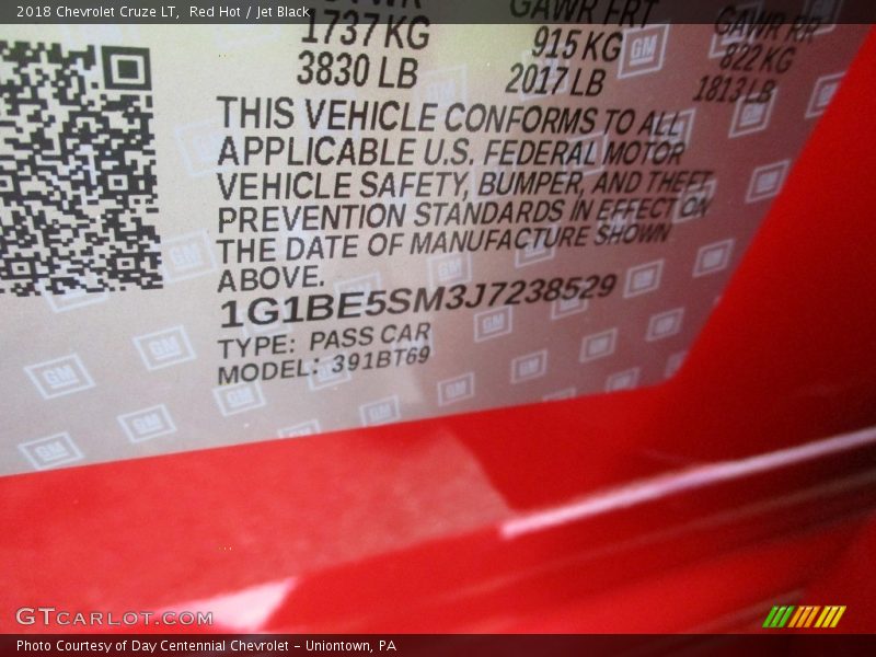Red Hot / Jet Black 2018 Chevrolet Cruze LT