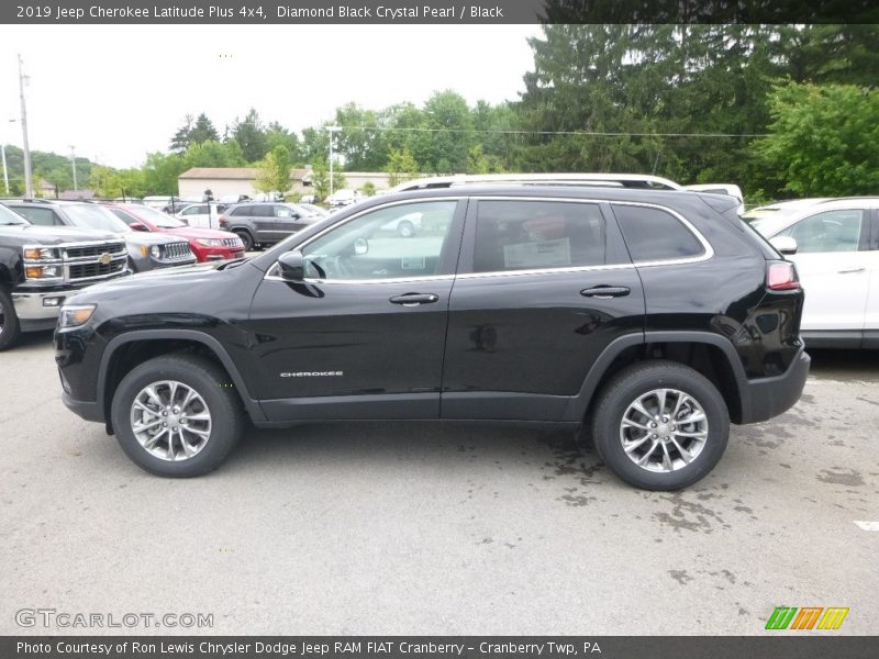 Diamond Black Crystal Pearl / Black 2019 Jeep Cherokee Latitude Plus 4x4