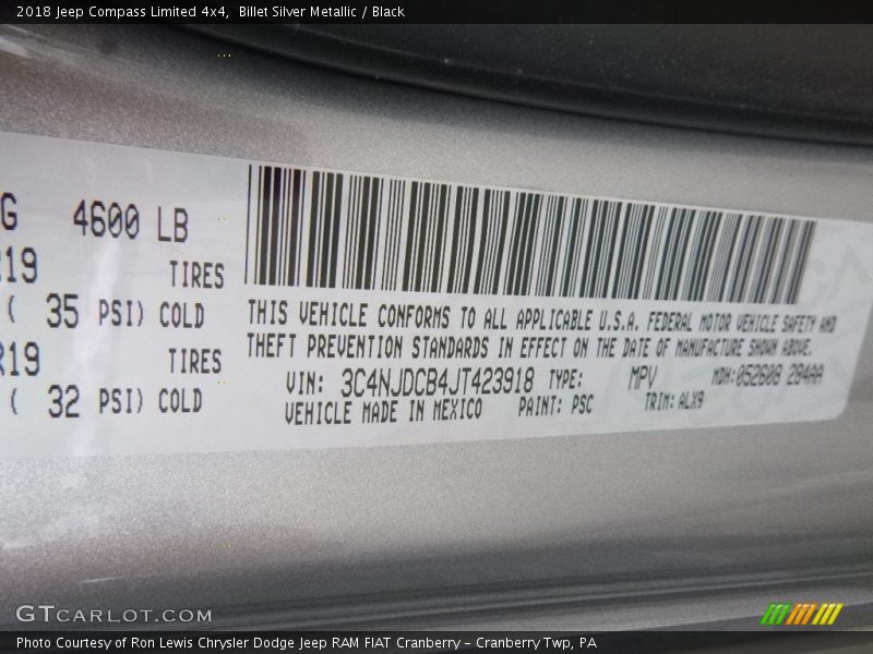 Billet Silver Metallic / Black 2018 Jeep Compass Limited 4x4