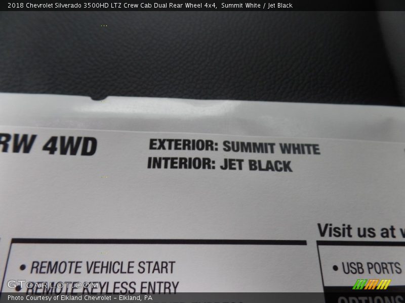 Summit White / Jet Black 2018 Chevrolet Silverado 3500HD LTZ Crew Cab Dual Rear Wheel 4x4
