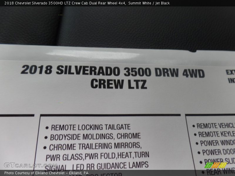Summit White / Jet Black 2018 Chevrolet Silverado 3500HD LTZ Crew Cab Dual Rear Wheel 4x4