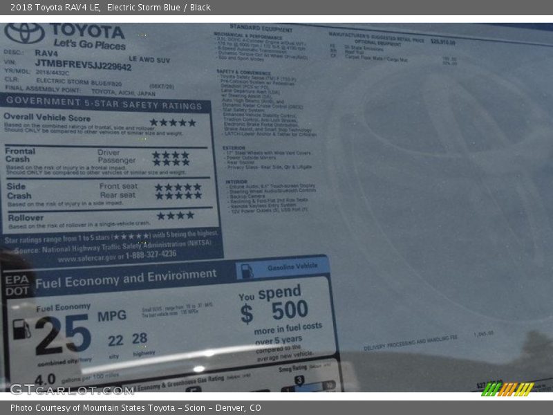 Electric Storm Blue / Black 2018 Toyota RAV4 LE