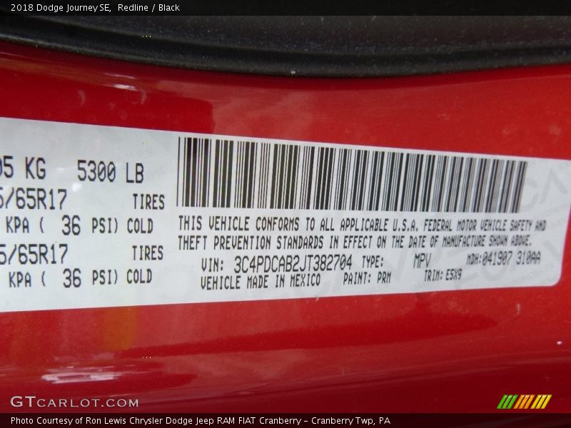 Redline / Black 2018 Dodge Journey SE