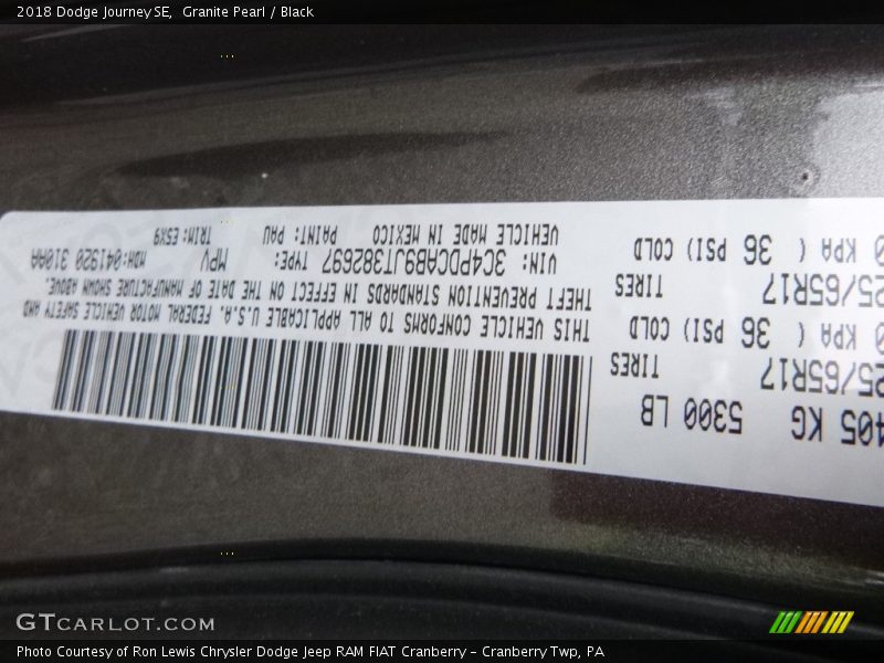 Granite Pearl / Black 2018 Dodge Journey SE