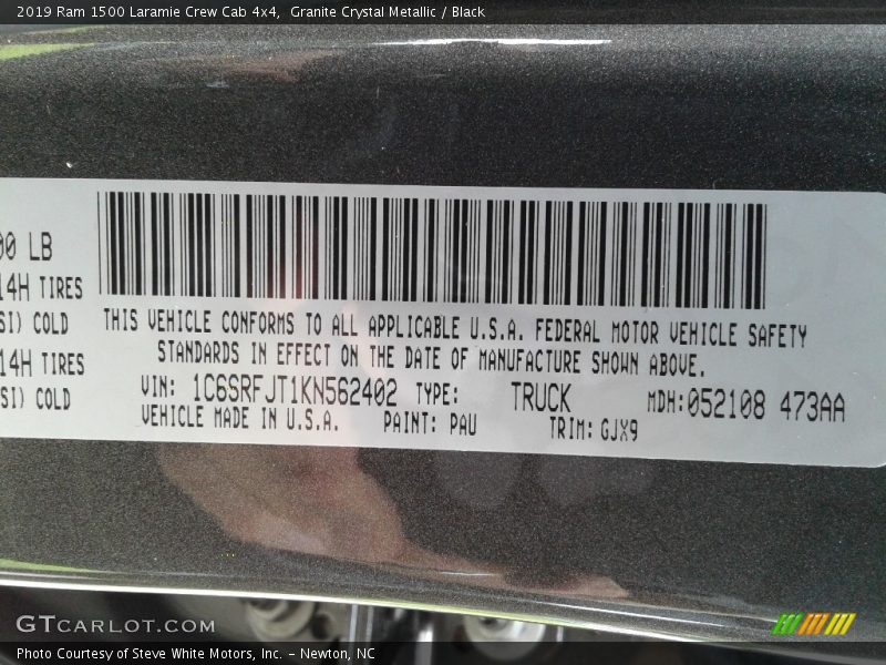 Granite Crystal Metallic / Black 2019 Ram 1500 Laramie Crew Cab 4x4