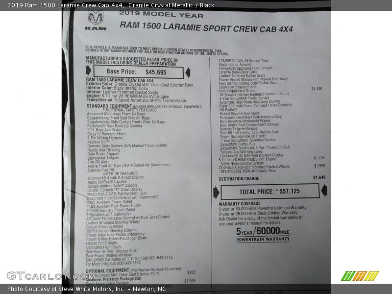 Granite Crystal Metallic / Black 2019 Ram 1500 Laramie Crew Cab 4x4