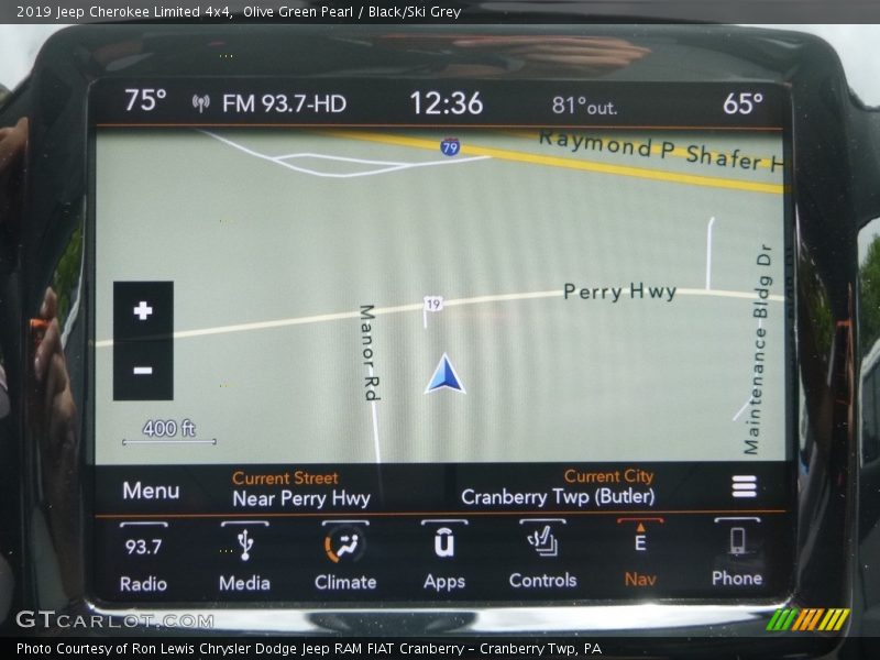 Olive Green Pearl / Black/Ski Grey 2019 Jeep Cherokee Limited 4x4