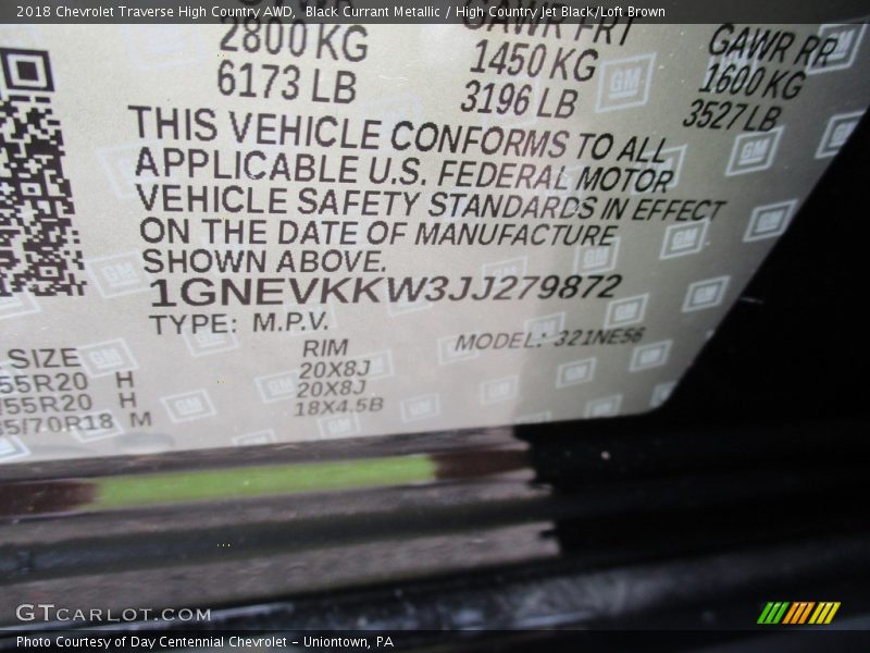 Black Currant Metallic / High Country Jet Black/Loft Brown 2018 Chevrolet Traverse High Country AWD