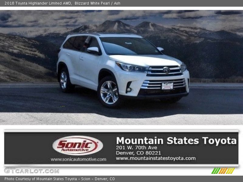 Blizzard White Pearl / Ash 2018 Toyota Highlander Limited AWD