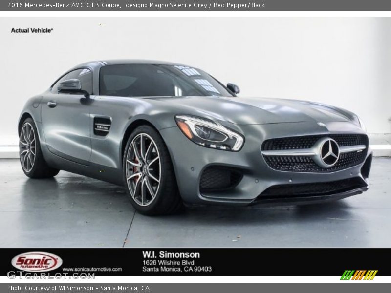 designo Magno Selenite Grey / Red Pepper/Black 2016 Mercedes-Benz AMG GT S Coupe