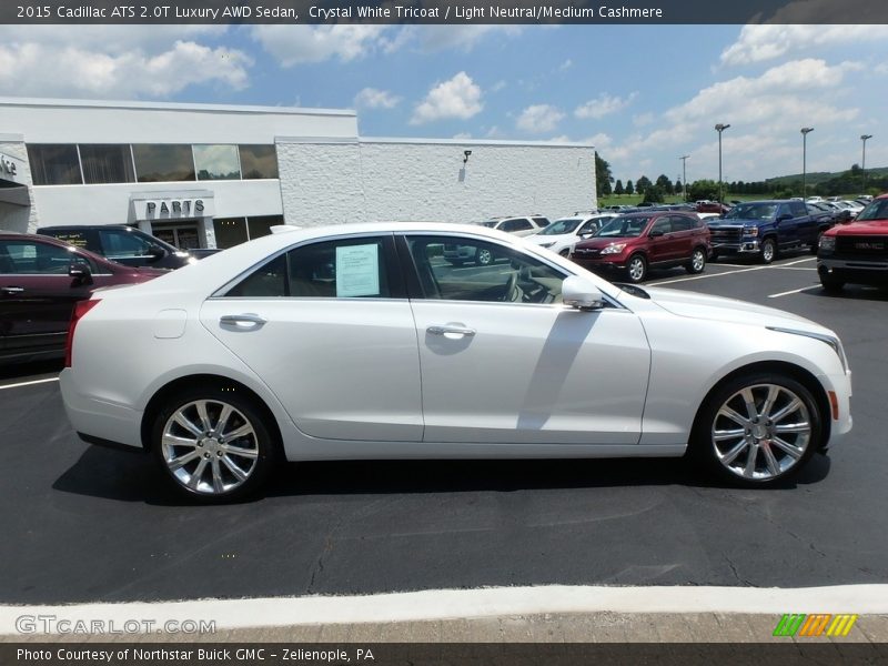 Crystal White Tricoat / Light Neutral/Medium Cashmere 2015 Cadillac ATS 2.0T Luxury AWD Sedan