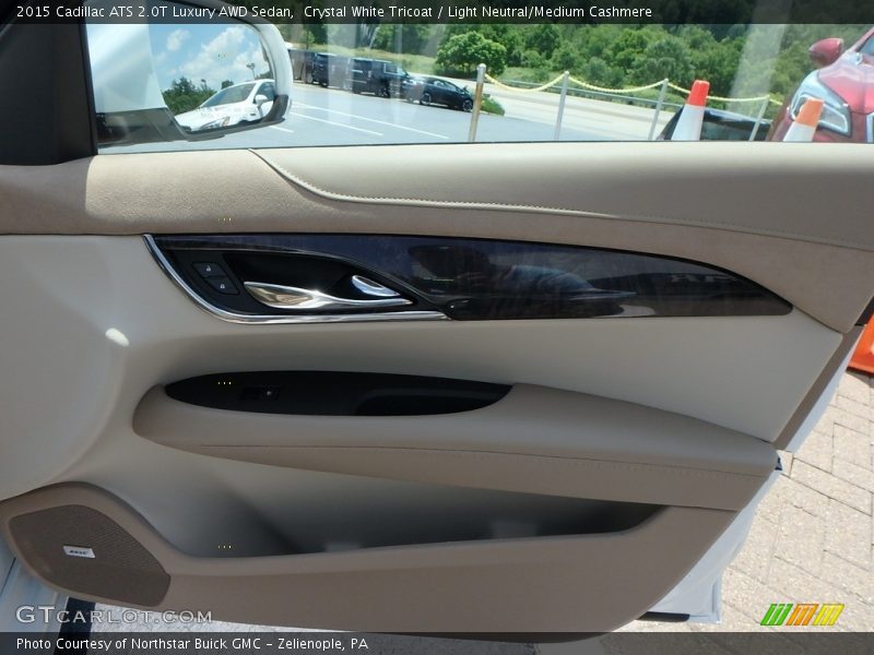 Crystal White Tricoat / Light Neutral/Medium Cashmere 2015 Cadillac ATS 2.0T Luxury AWD Sedan