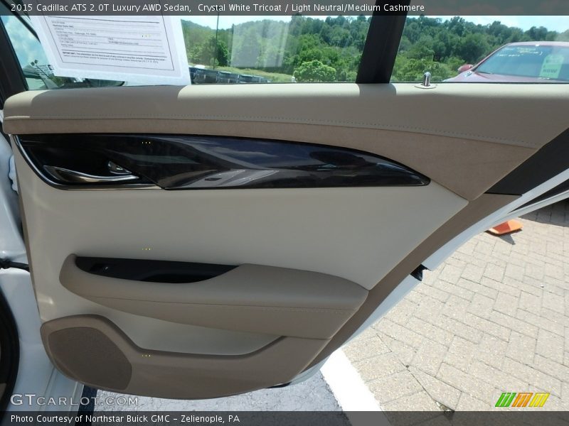 Crystal White Tricoat / Light Neutral/Medium Cashmere 2015 Cadillac ATS 2.0T Luxury AWD Sedan