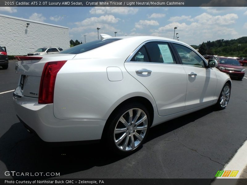 Crystal White Tricoat / Light Neutral/Medium Cashmere 2015 Cadillac ATS 2.0T Luxury AWD Sedan
