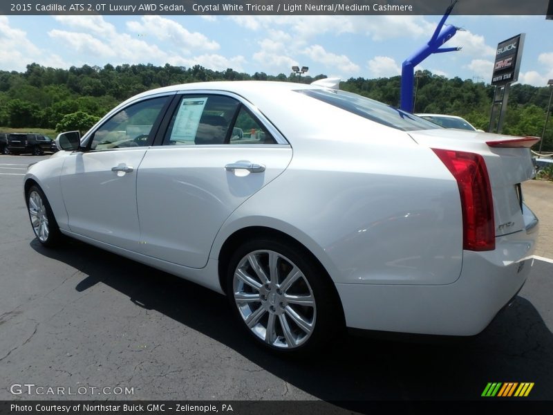 Crystal White Tricoat / Light Neutral/Medium Cashmere 2015 Cadillac ATS 2.0T Luxury AWD Sedan