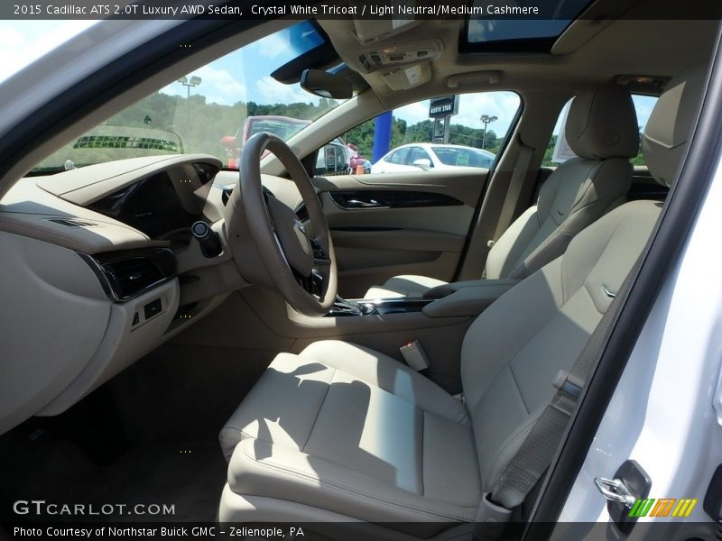 Crystal White Tricoat / Light Neutral/Medium Cashmere 2015 Cadillac ATS 2.0T Luxury AWD Sedan