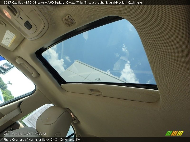Crystal White Tricoat / Light Neutral/Medium Cashmere 2015 Cadillac ATS 2.0T Luxury AWD Sedan