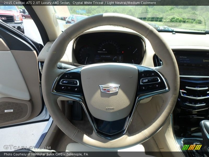 Crystal White Tricoat / Light Neutral/Medium Cashmere 2015 Cadillac ATS 2.0T Luxury AWD Sedan
