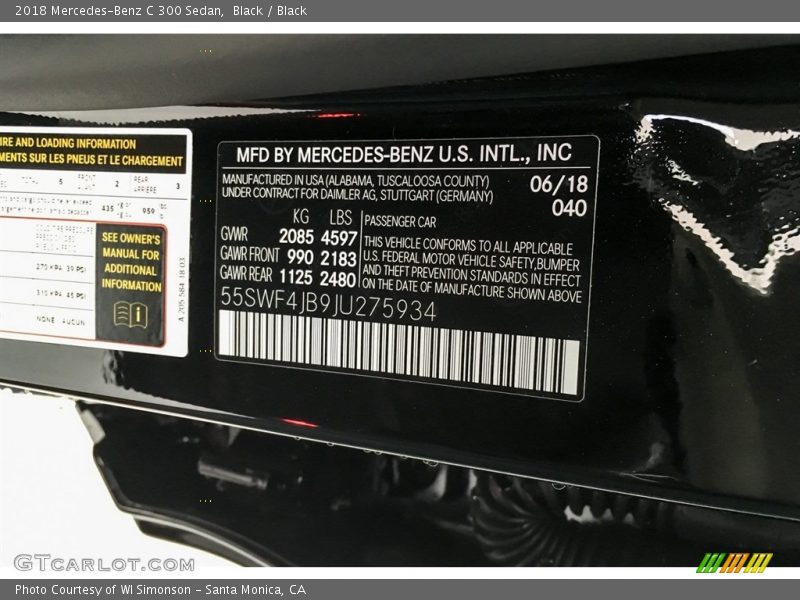 Black / Black 2018 Mercedes-Benz C 300 Sedan