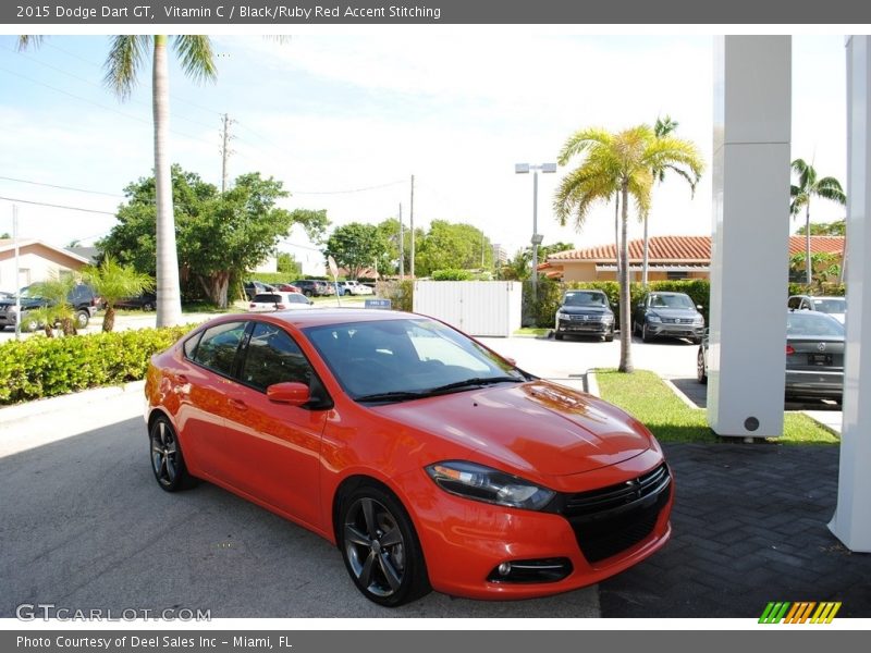 Vitamin C / Black/Ruby Red Accent Stitching 2015 Dodge Dart GT