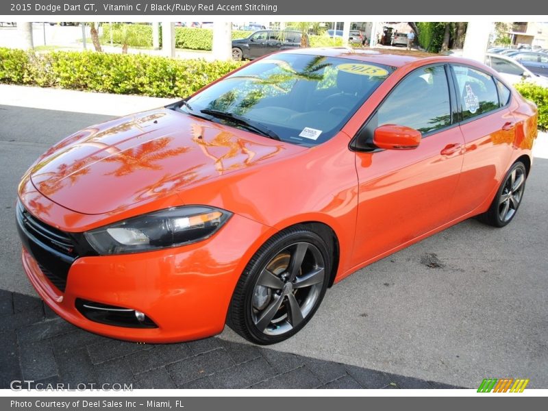 Vitamin C / Black/Ruby Red Accent Stitching 2015 Dodge Dart GT