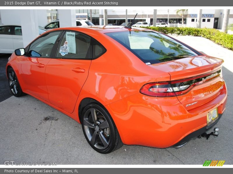 Vitamin C / Black/Ruby Red Accent Stitching 2015 Dodge Dart GT