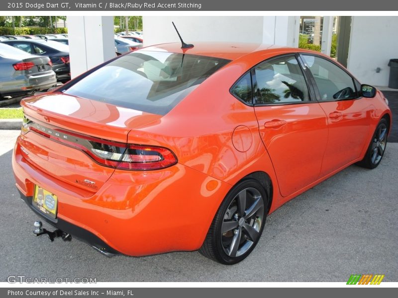Vitamin C / Black/Ruby Red Accent Stitching 2015 Dodge Dart GT