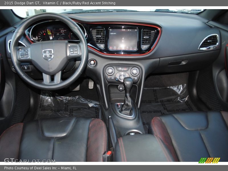 Vitamin C / Black/Ruby Red Accent Stitching 2015 Dodge Dart GT