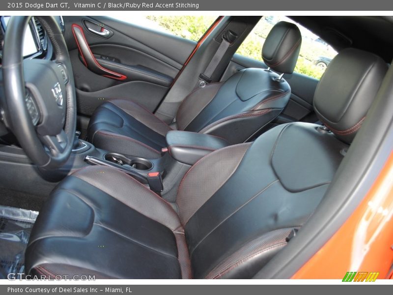 Vitamin C / Black/Ruby Red Accent Stitching 2015 Dodge Dart GT