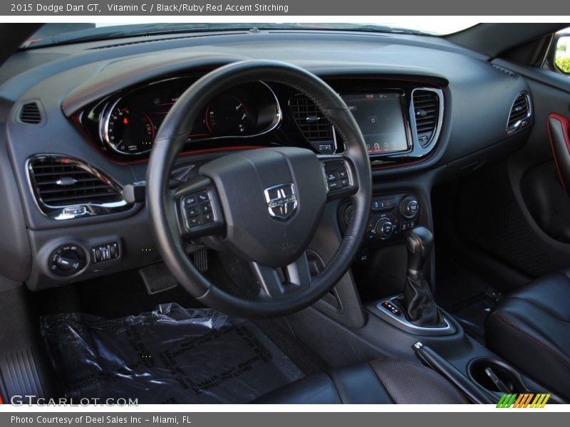 Vitamin C / Black/Ruby Red Accent Stitching 2015 Dodge Dart GT