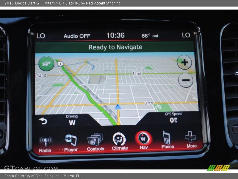 Vitamin C / Black/Ruby Red Accent Stitching 2015 Dodge Dart GT